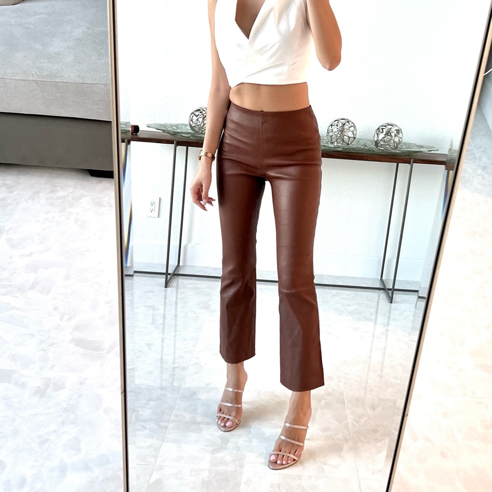 THEORY
Bristol Leather Pull-On Kick Flare Pants -
Dark Cognac size 0 new